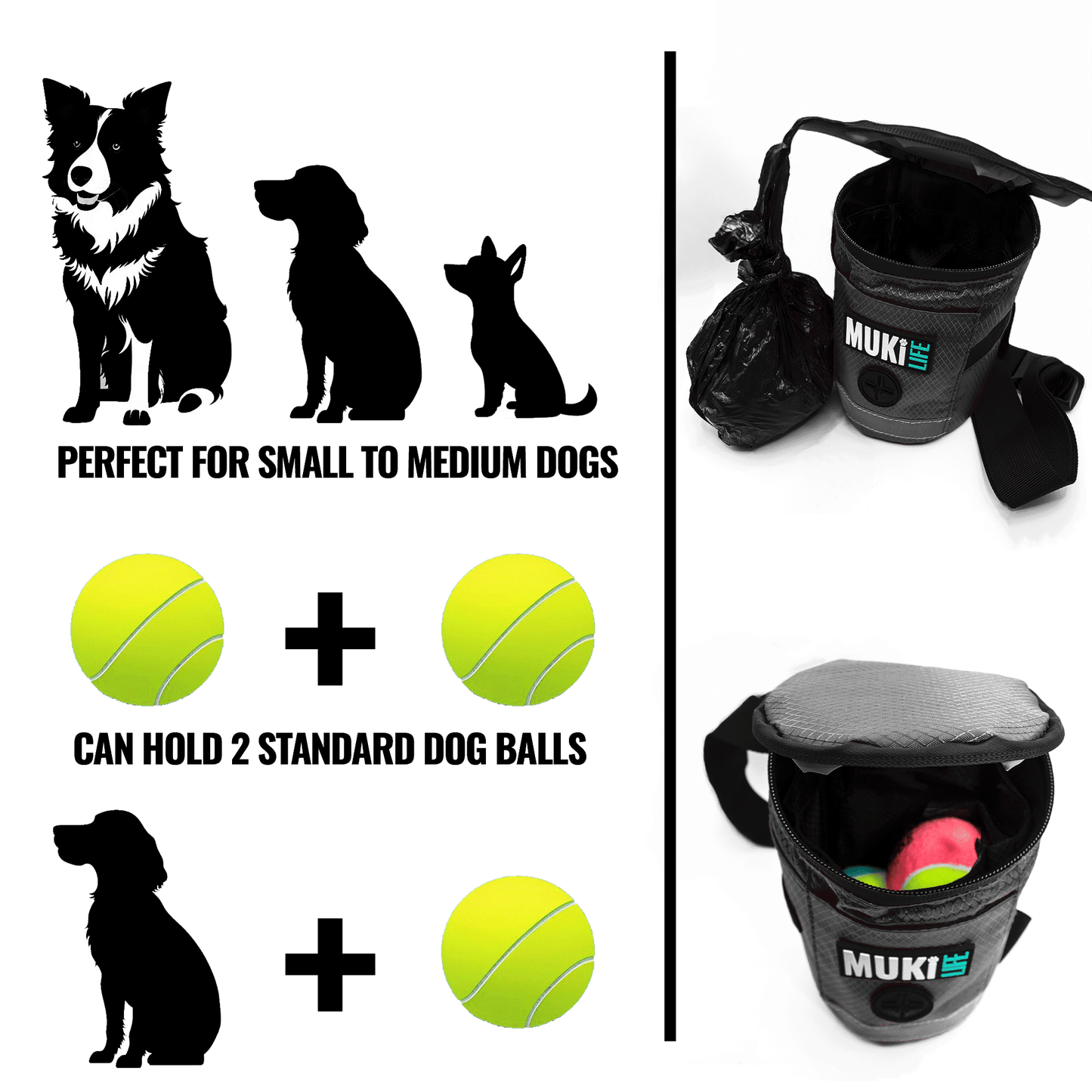MUKi Trek Pouch - Portable Dog Bin - Black