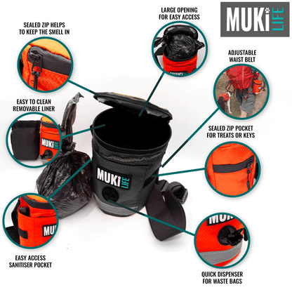 MUKi Trek Pouch - Portable Dog Bin - Black